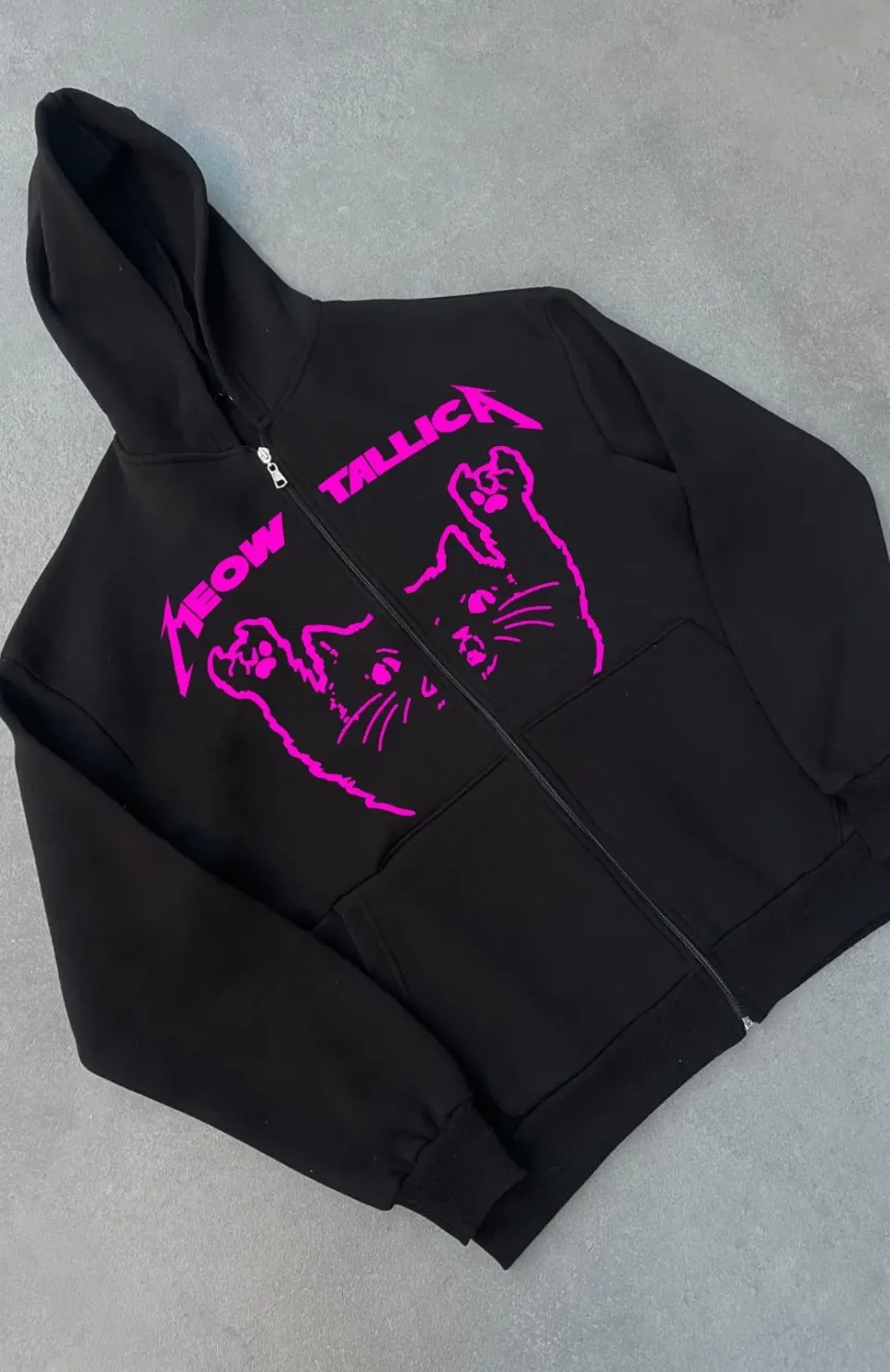 Kışlık Baskılı Fermuarlı Kapüşonlu Hırka - Siyah Somersan Giyim | Kadın, Erkek ve Çocuk Moda