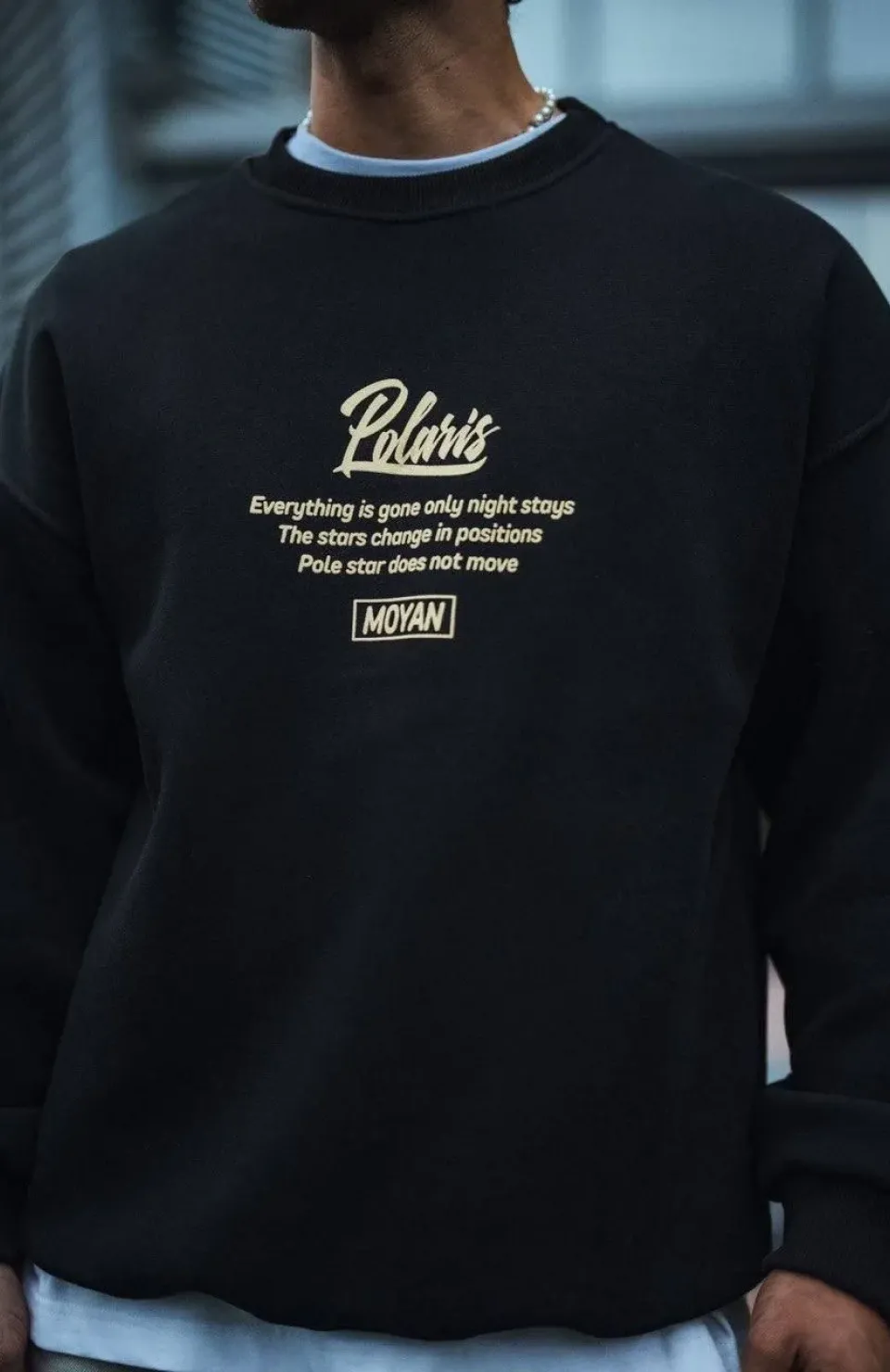 Kışlık Bisiklet Yaka Ön Ve Arka Baskılı SweatShirt - Siyah