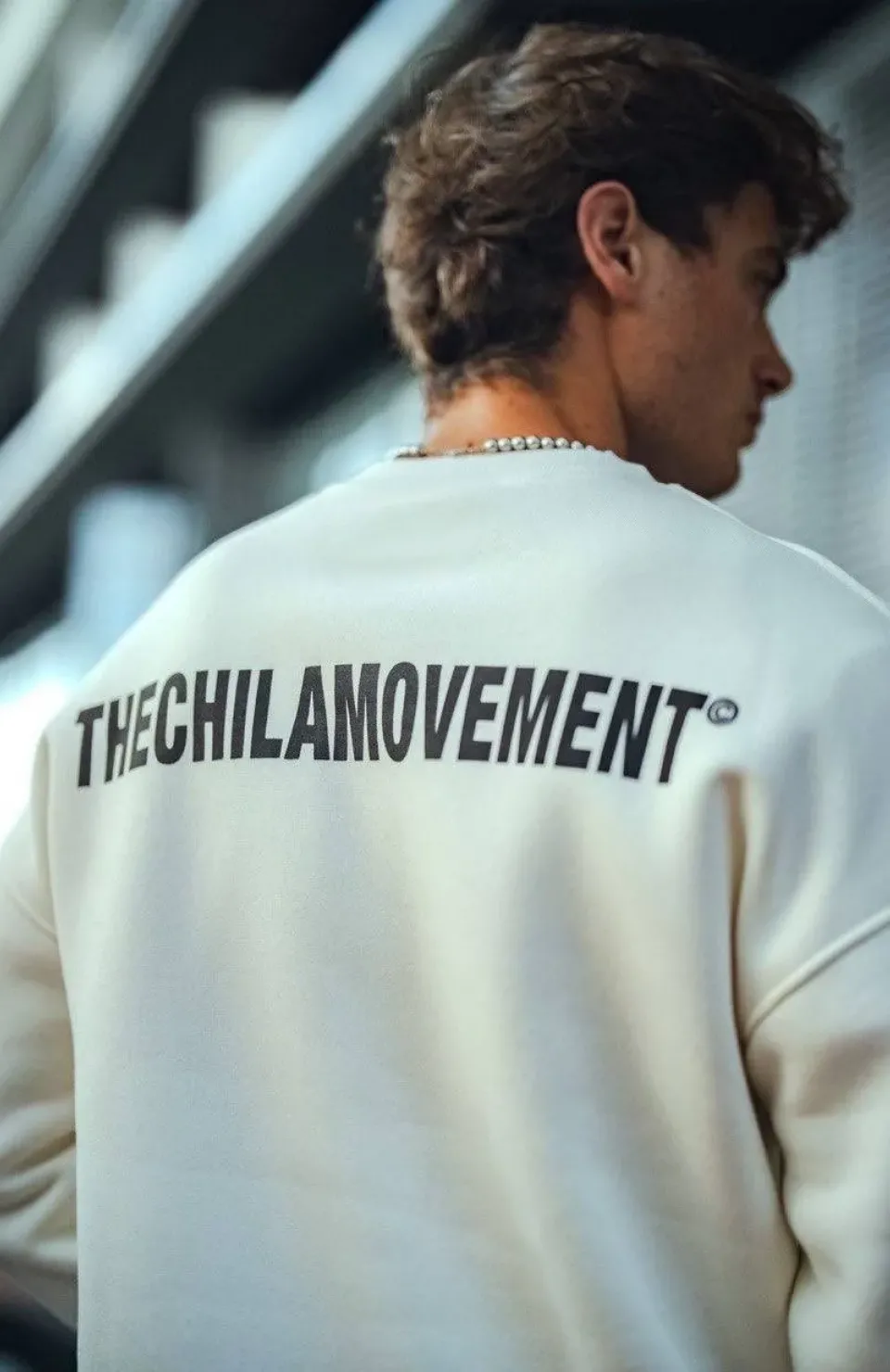 Kışlık Bisiklet Yaka Oversize Baskılı SweatShirt - Beyaz