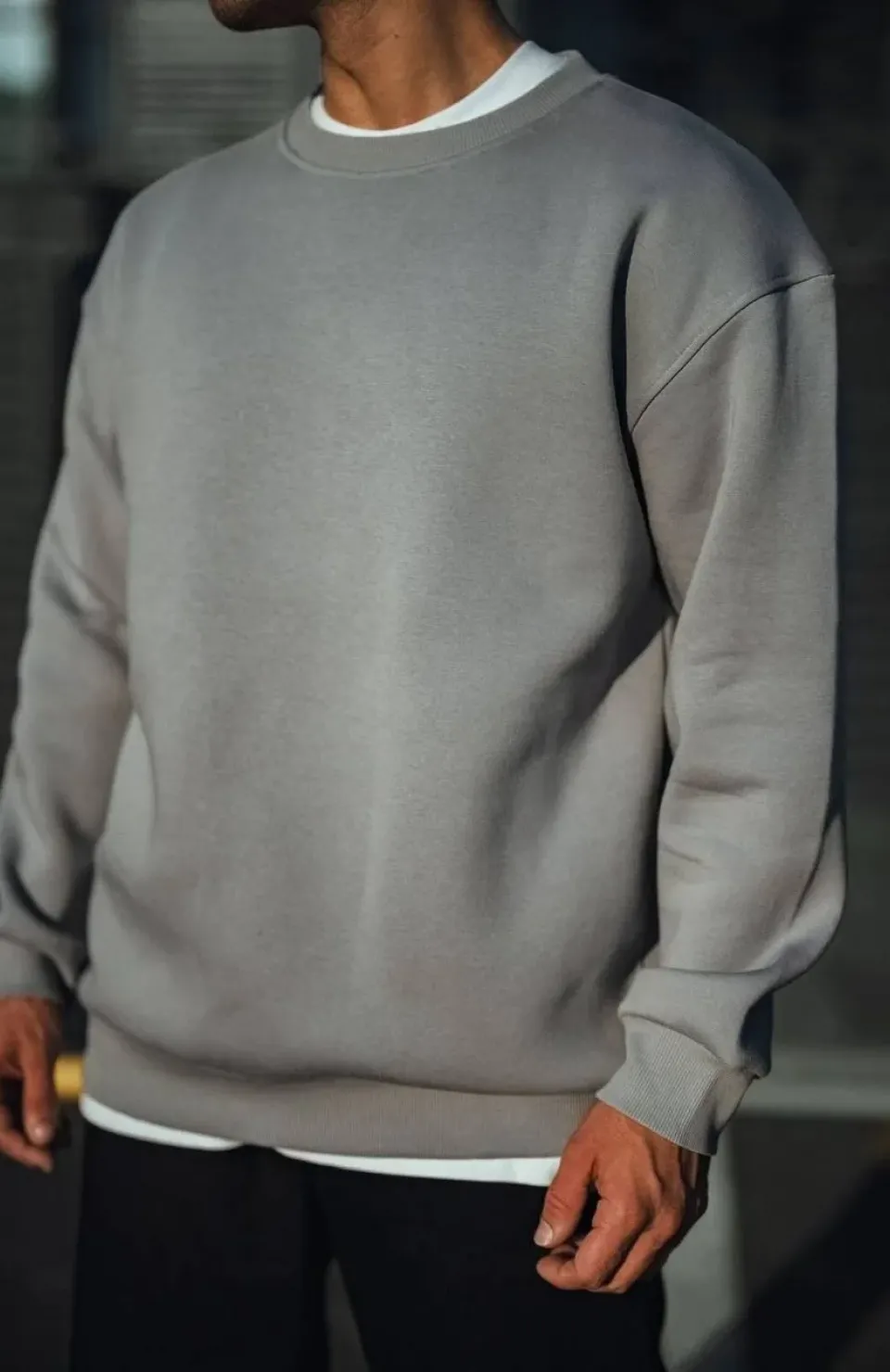 Kışlık Bisiklet Yaka Üç İplik Basic SweatShirt - Boyalı Gri Somersan Giyim | Kadın, Erkek ve Çocuk Moda