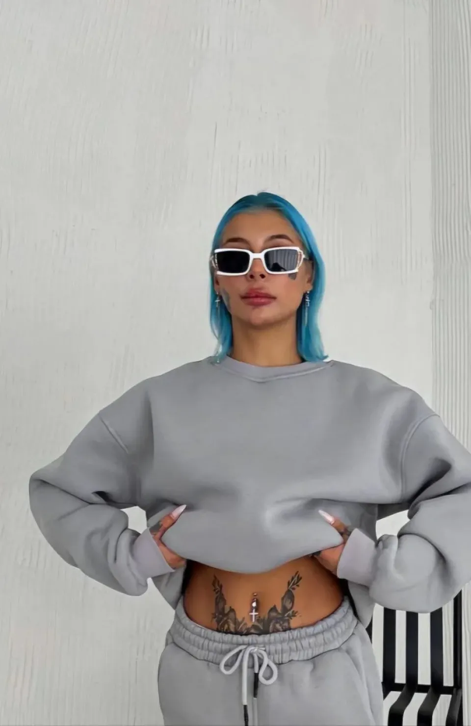 Kışlık Bisiklet Yaka Üç İplik Basic SweatShirt - Gri Somersan Giyim | Kadın, Erkek ve Çocuk Moda