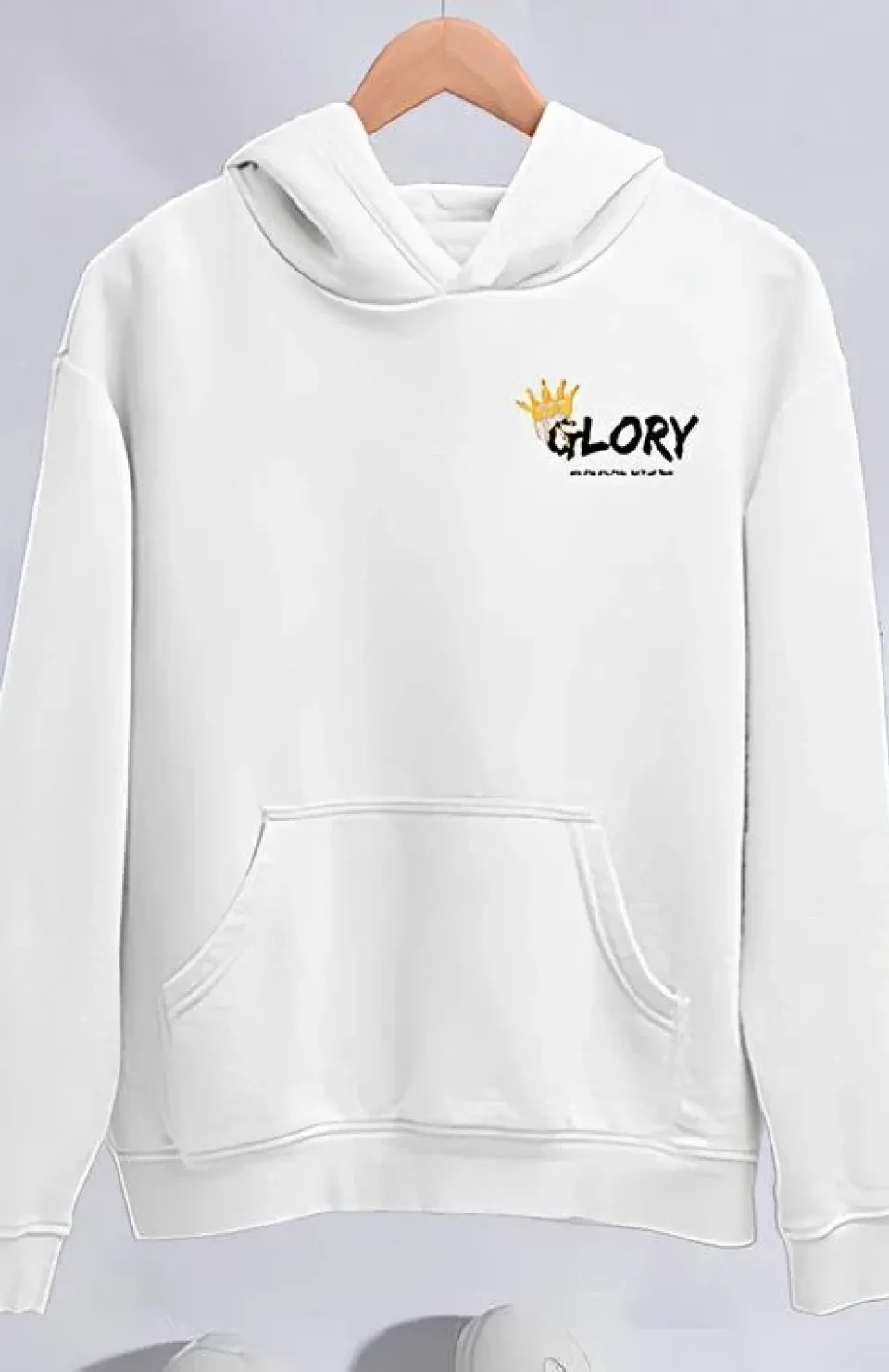 Kışlık Üç İplik Kapüşonlu SweatShirt - Beyaz