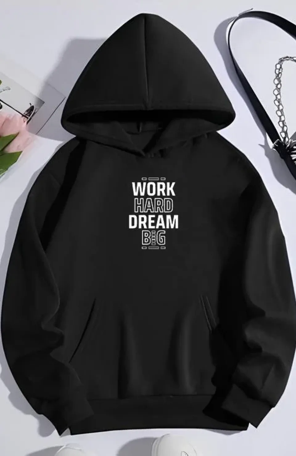 Kışlık Üç İplik Kapüşonlu SweatShirt - Siyah