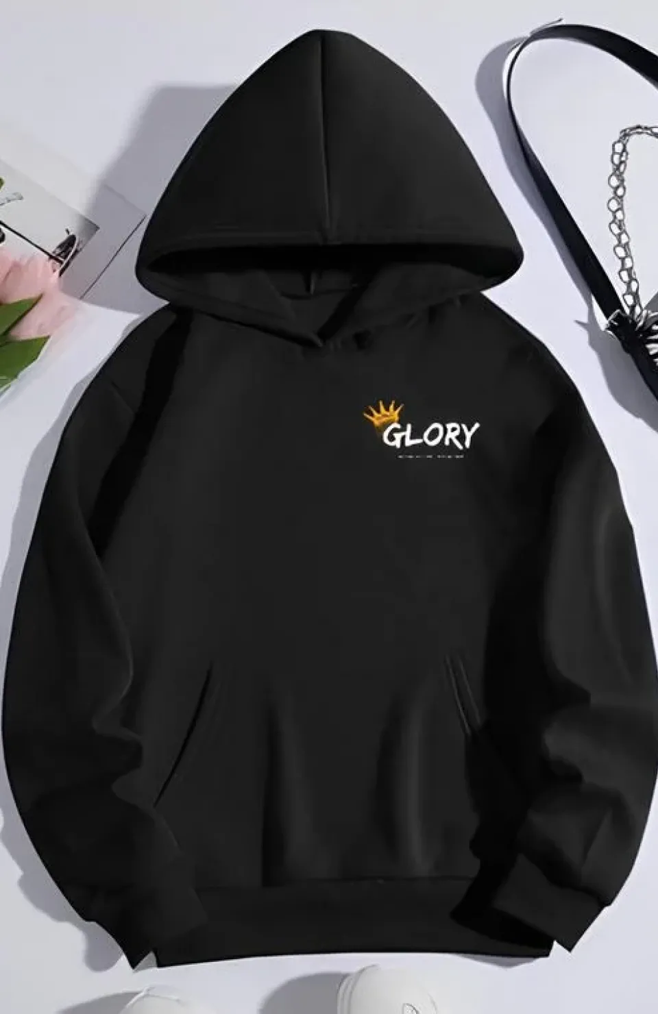 Kışlık Üç İplik Kapüşonlu SweatShirt - Siyah