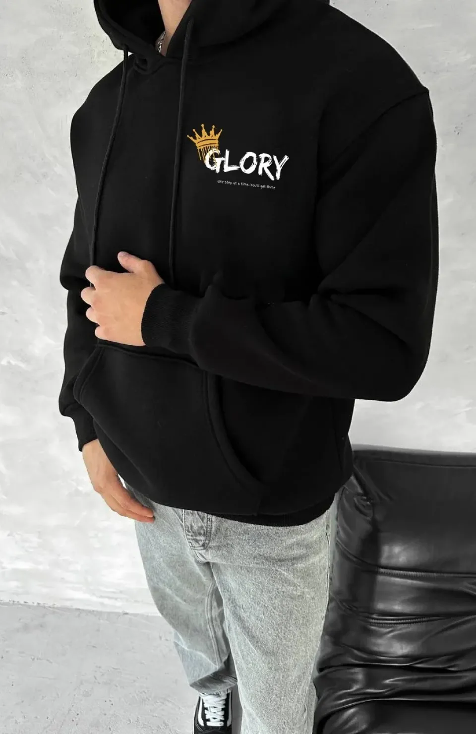 Kışlık Üç İplik Kapüşonlu SweatShirt - Siyah Somersan Giyim | Kadın, Erkek ve Çocuk Moda