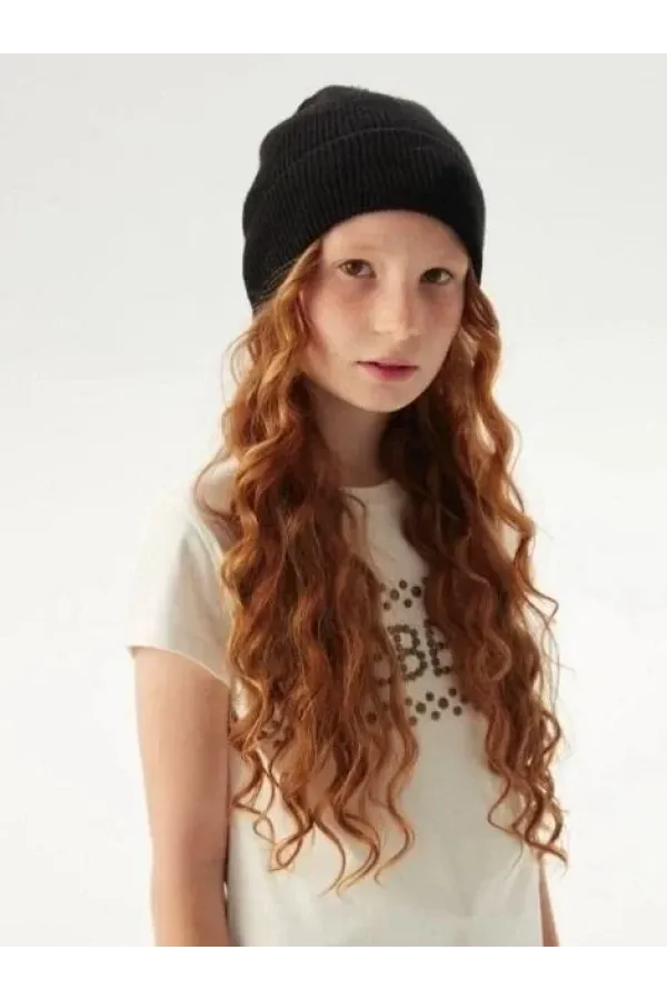 Kız Çocuk Katlamalı Basic Bere - Siyah