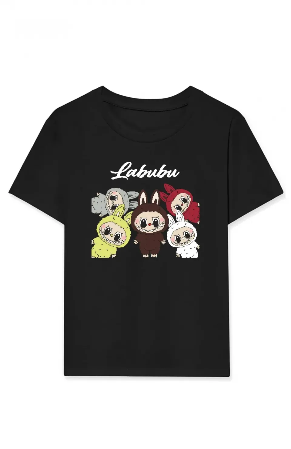 Kız Labubu Çocuk Baskılı T-Shirt - Siyah