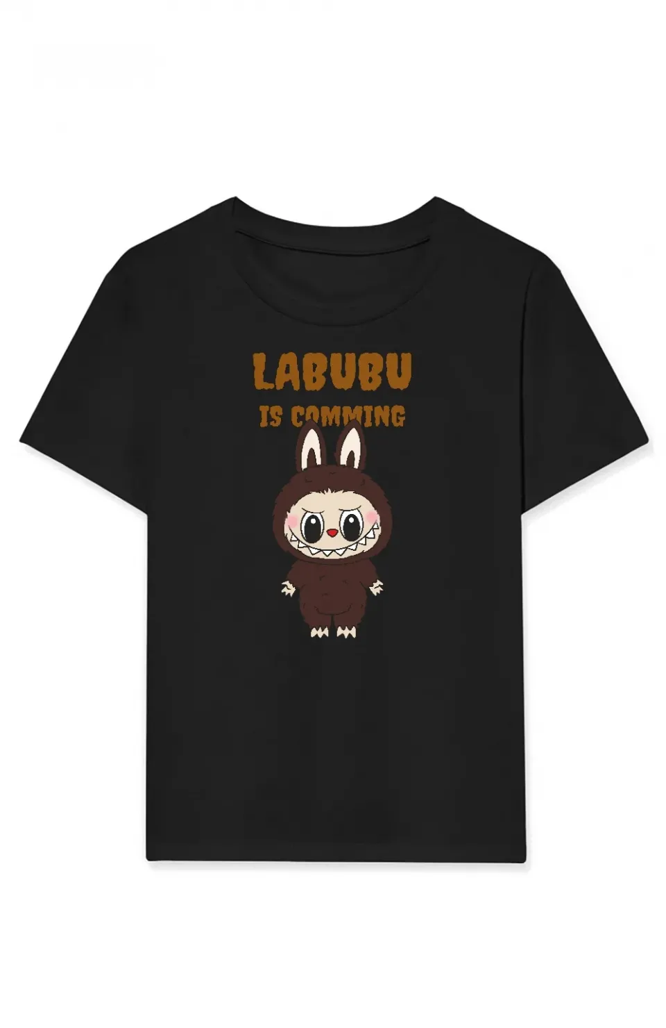 Kız Labubu Çocuk Baskılı T-Shirt - Siyah