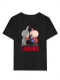 Kız Labubu Çocuk Baskılı T-Shirt - Siyah