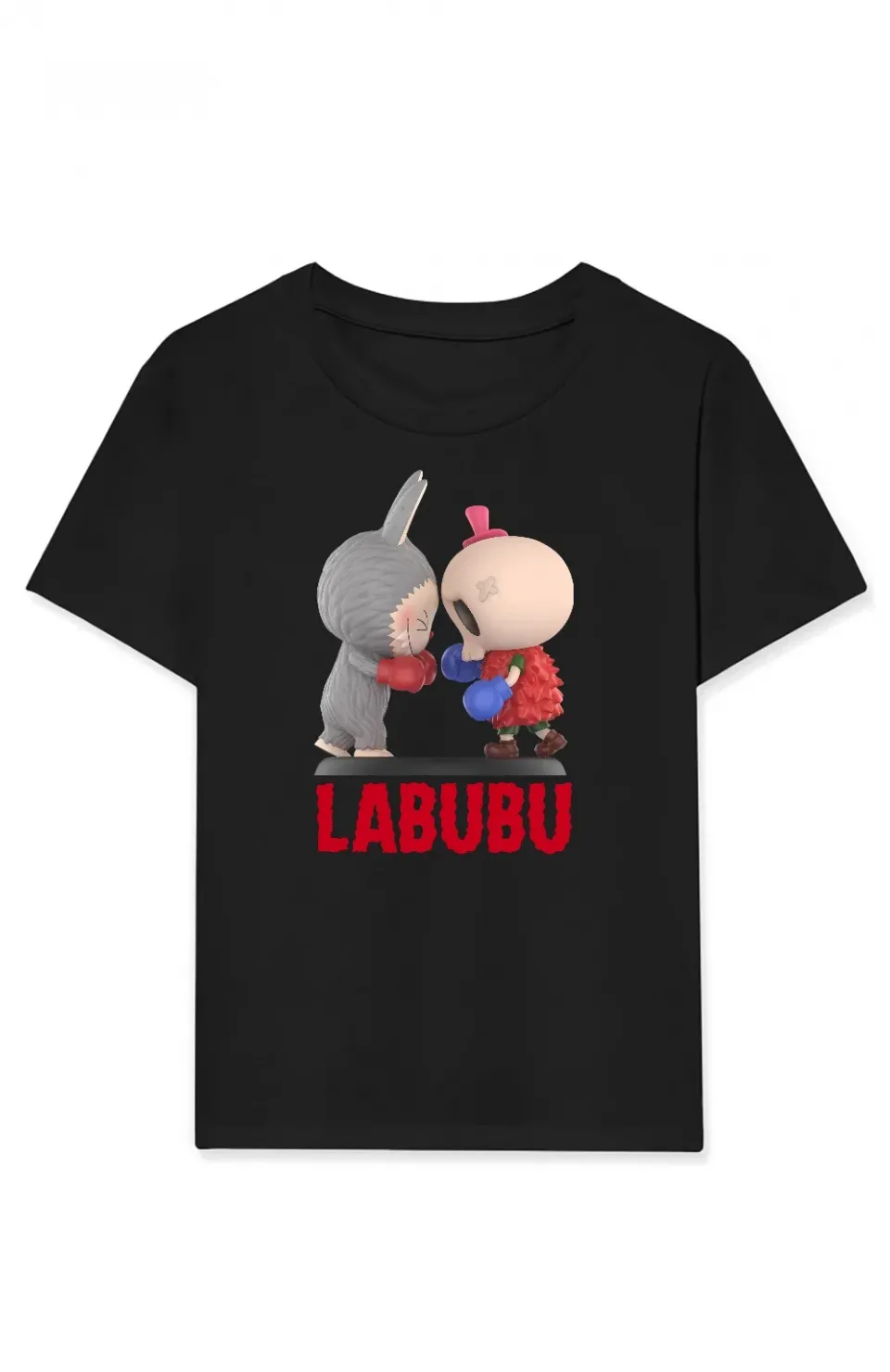 Kız Labubu Çocuk Baskılı T-Shirt - Siyah