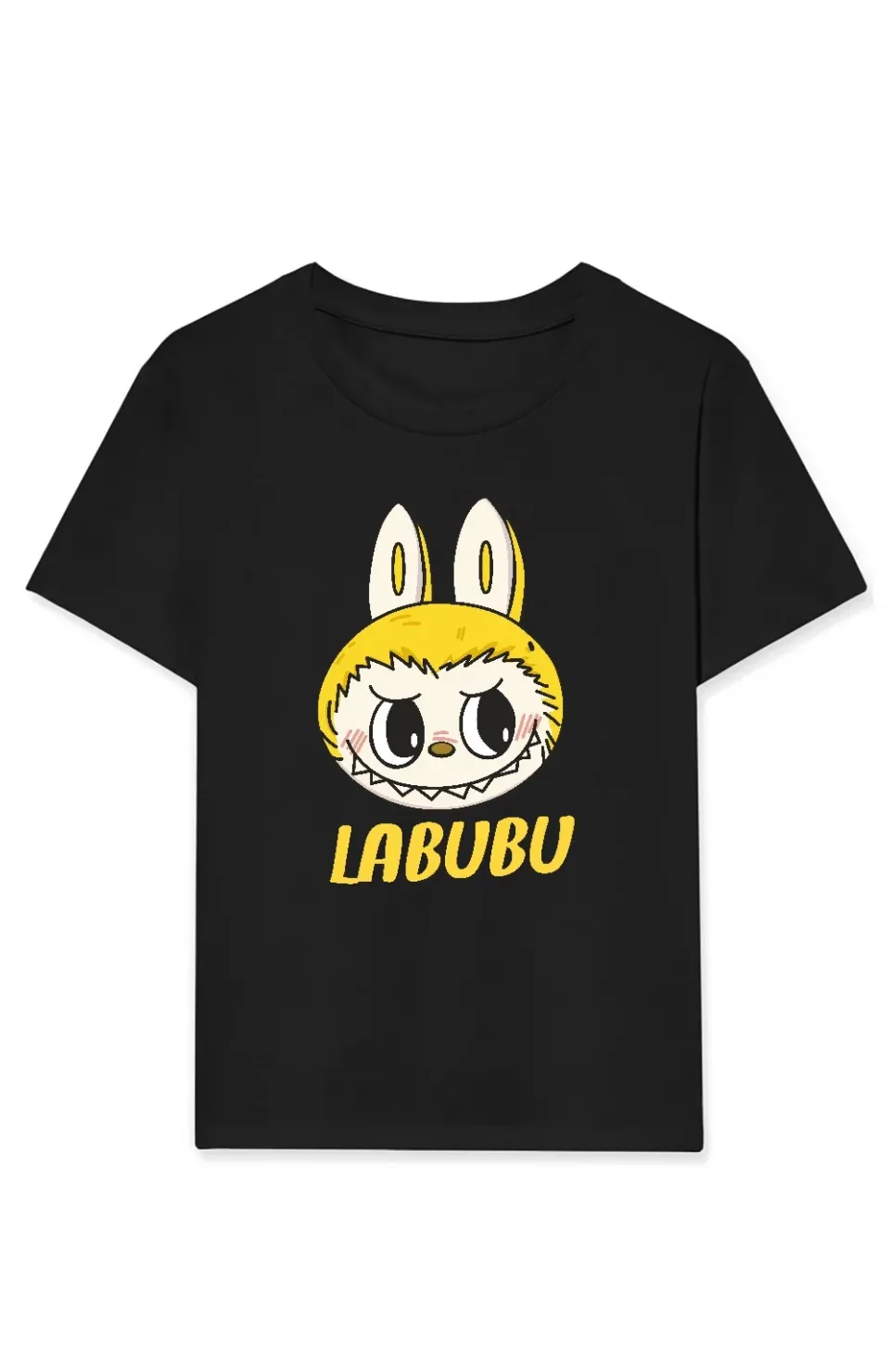 Kız Labubu Çocuk Baskılı T-Shirt - Siyah