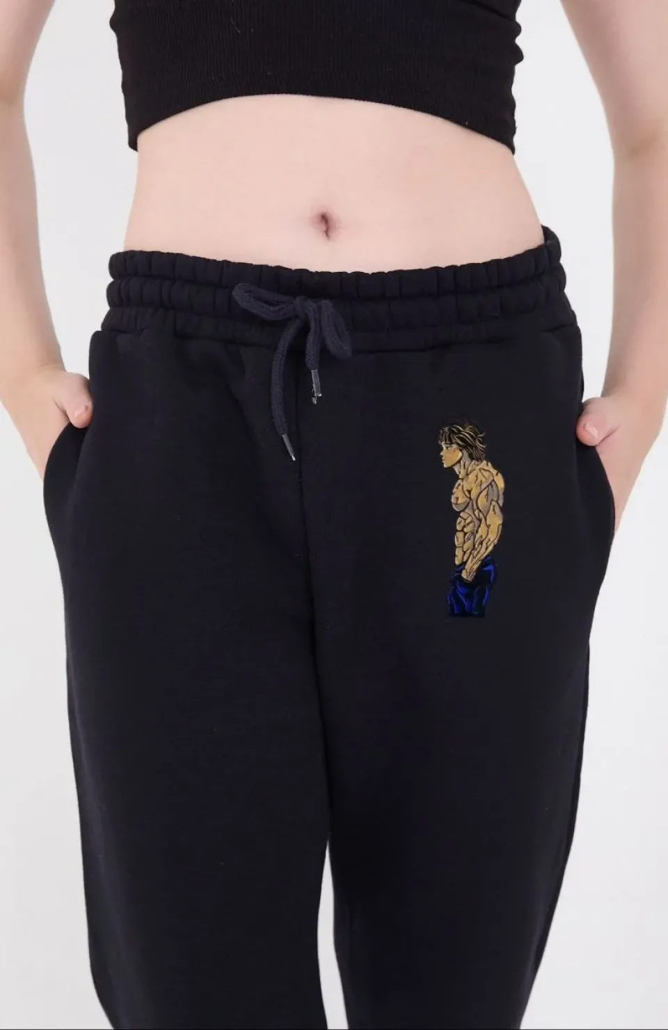 Lastikli Üç İplik Baskılı Eşofman Pantolon - Lacivert