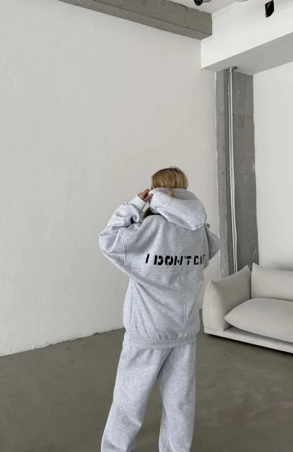 Nakış İşlemeli Üç İplik Sweat Takım- Gri