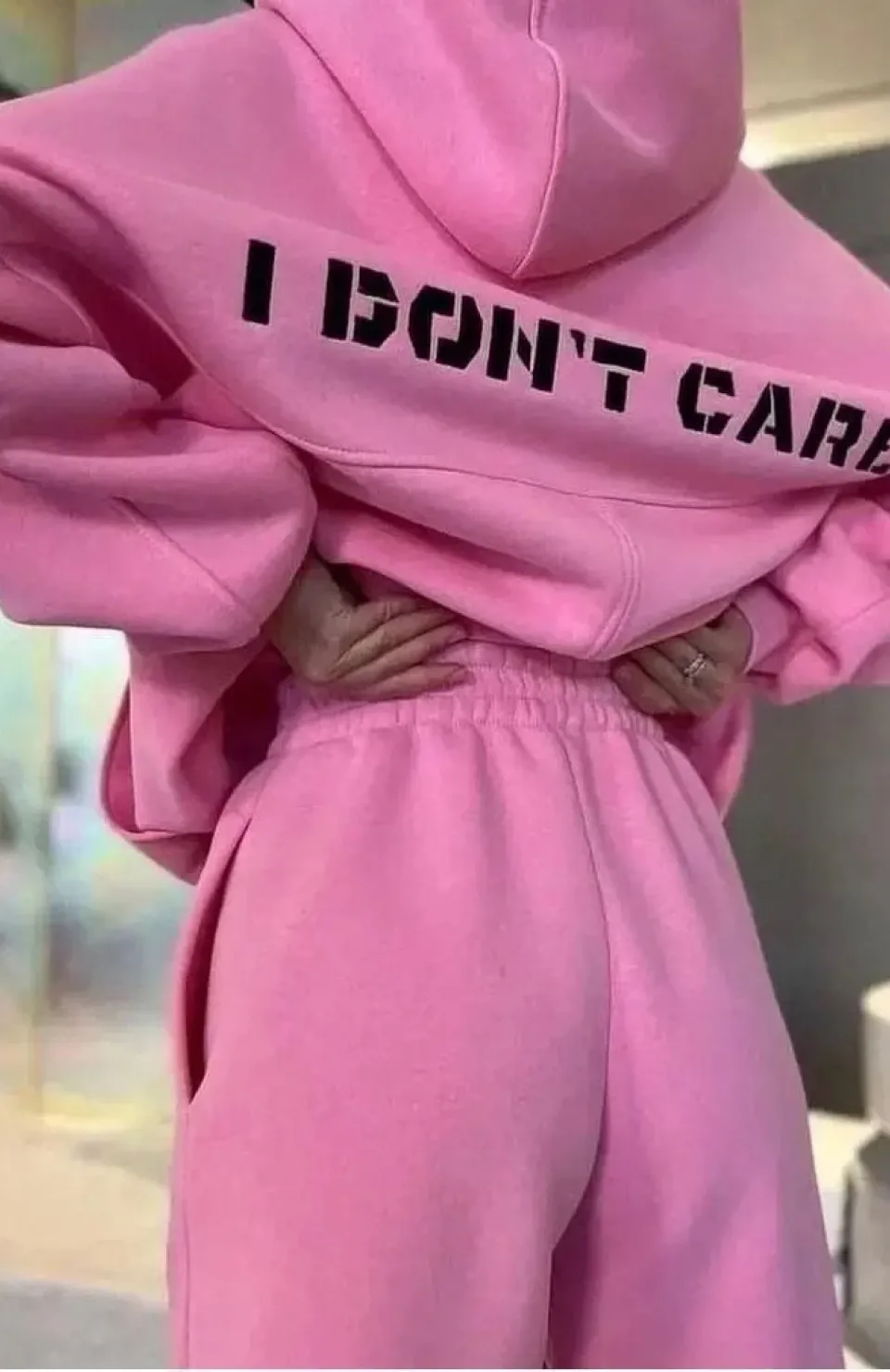 Nakış İşlemeli Üç İplik Sweat Takım- Pembe