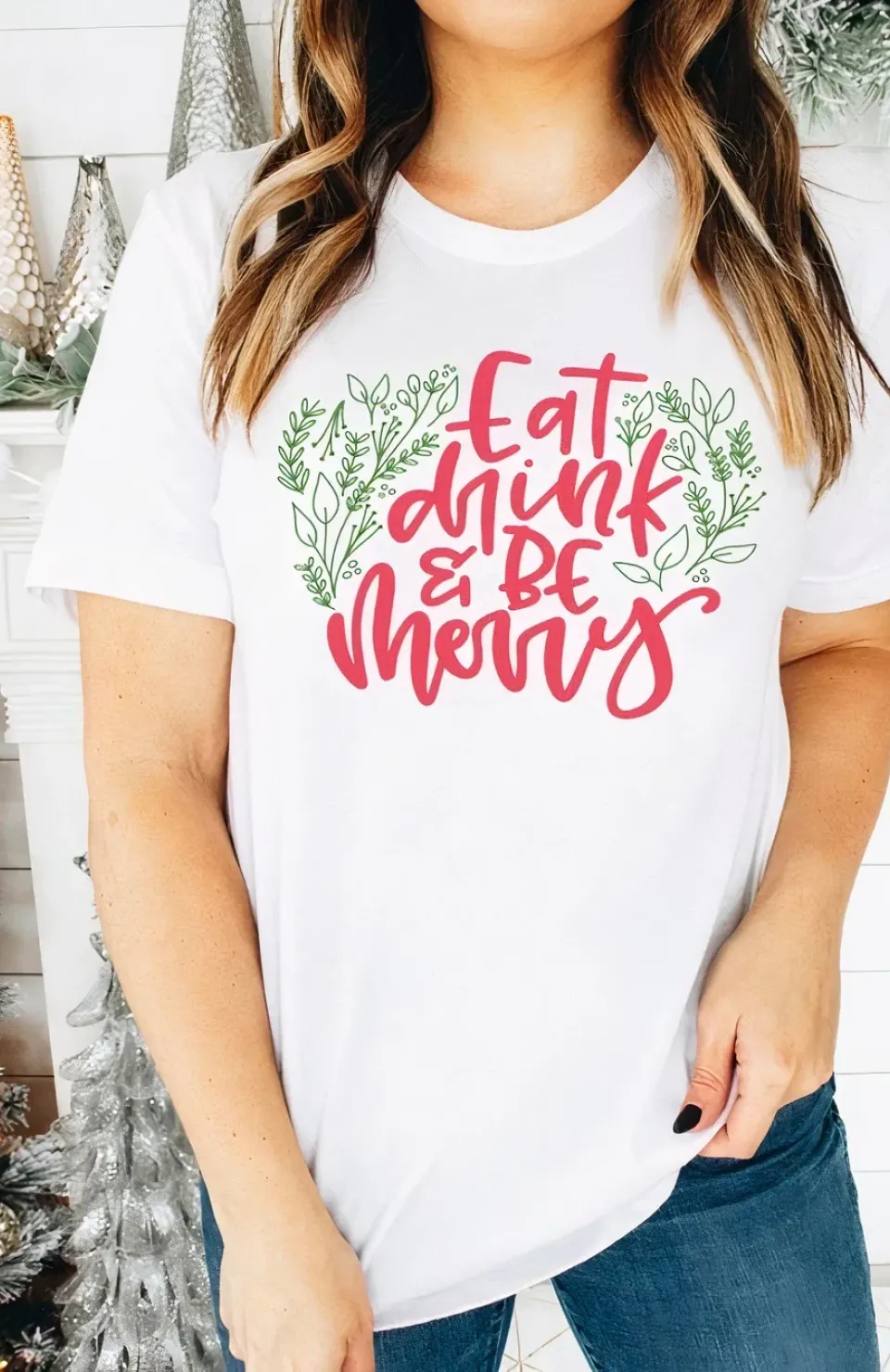 Noel İçin Özel Tasarım T-shirt - Beyaz