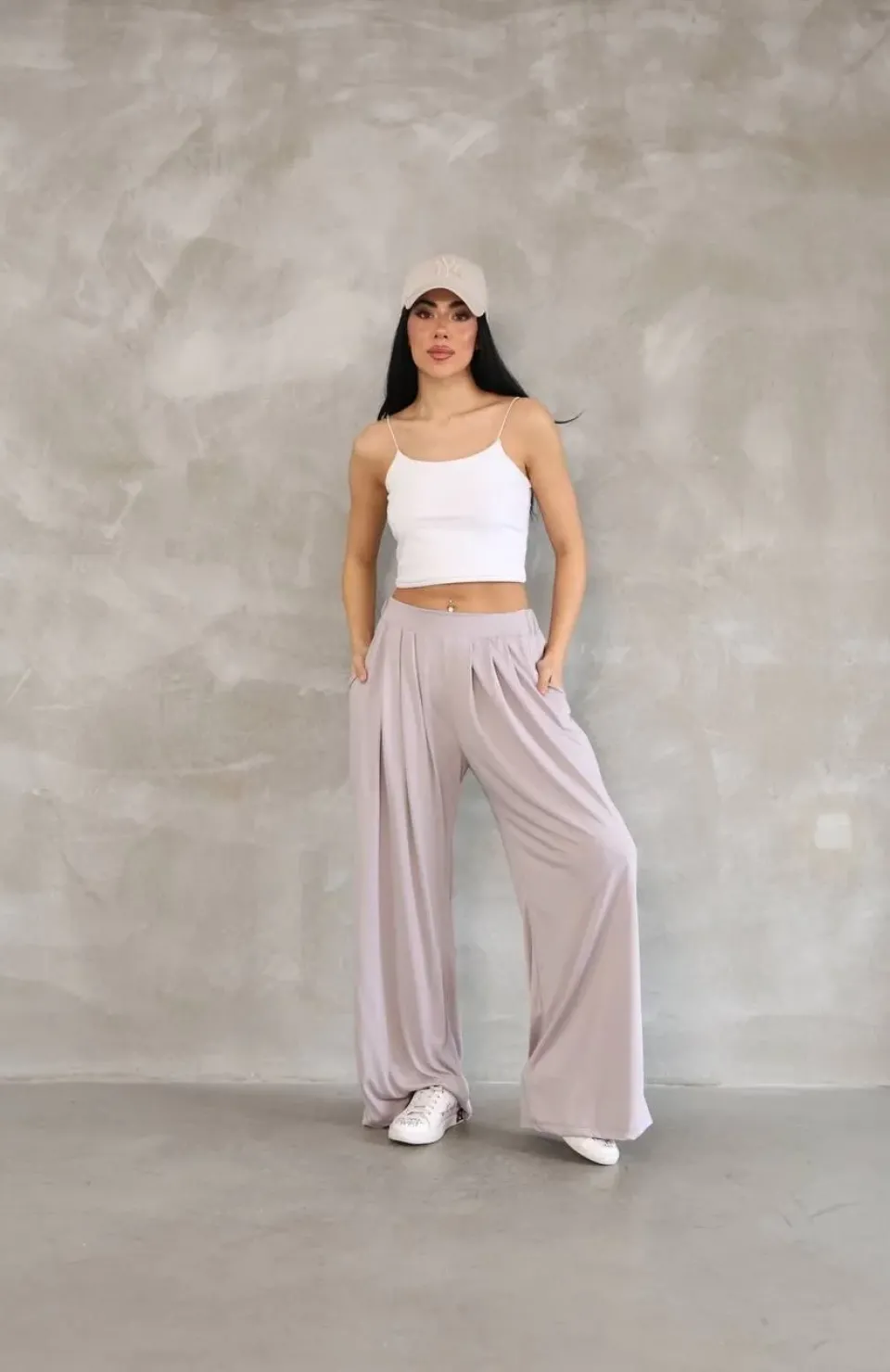 Osy Modal Yumuşak Dokulu Kadın Kumaş Boru Paça Salaş Eşofman - Bej