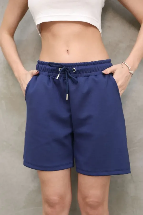 Osy Modal Yumuşak dokulu Kumaş Kadın Kısa Şort - Mavi