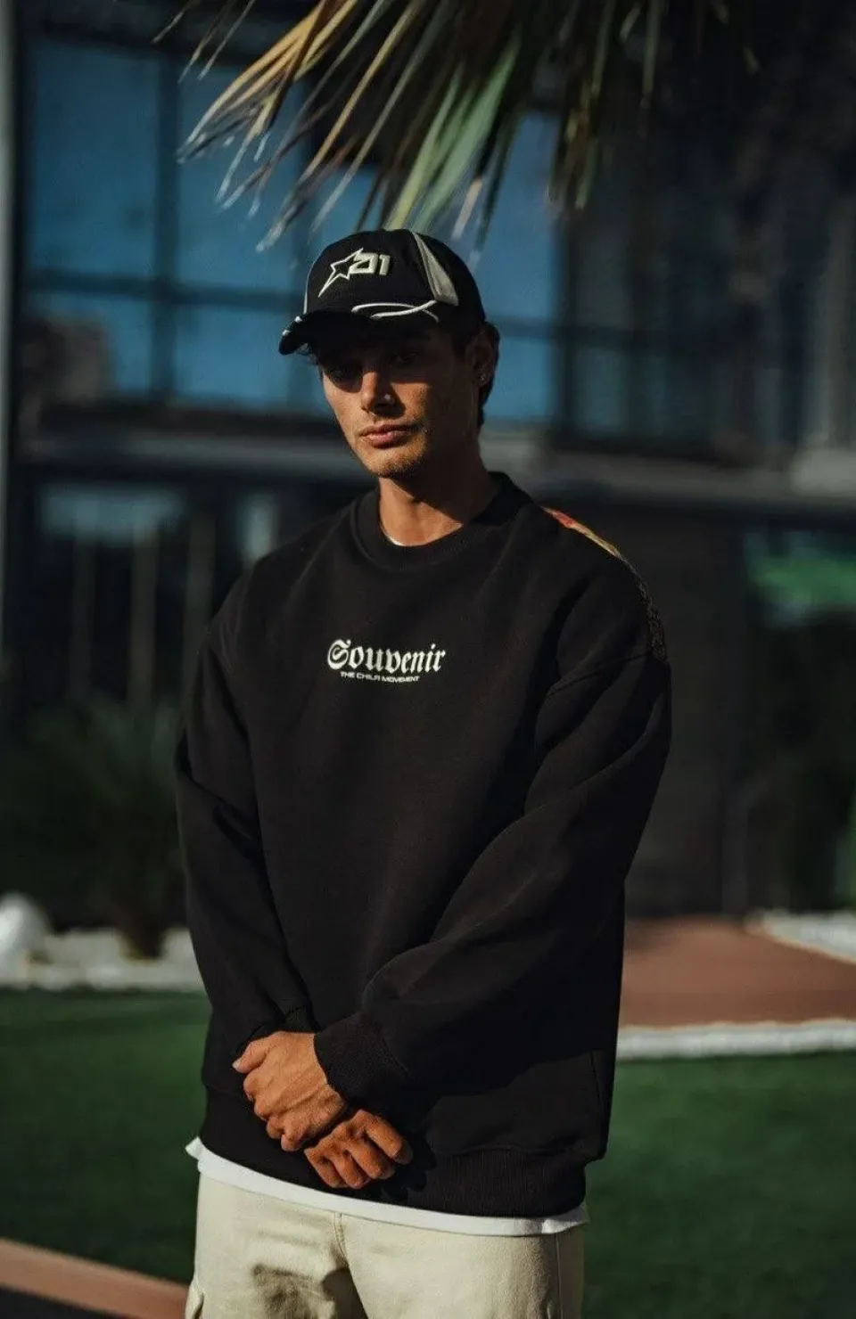 Oversize Bisiklet Yaka Baskılı SweatShirt - Siyah