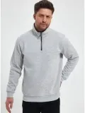 Oversize Yarım Farmuarlı Yakalı Basic SweatShirt - Gri