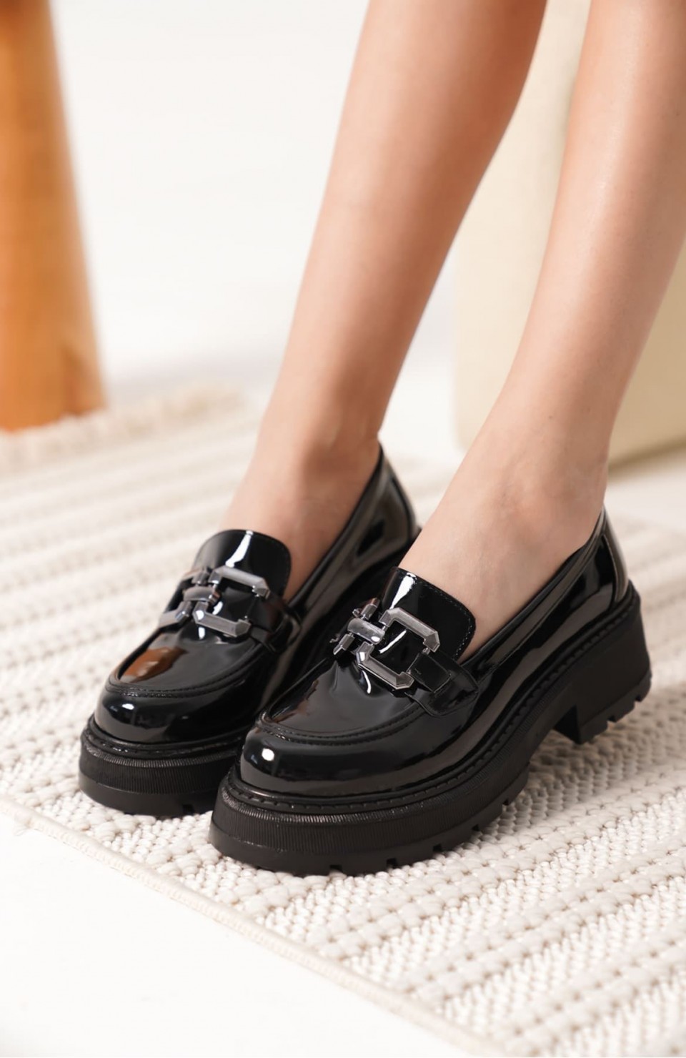 Rugan Siyah Kadın Loafer TR17MS01B Somersan Giyim | Kadın, Erkek ve Çocuk Moda