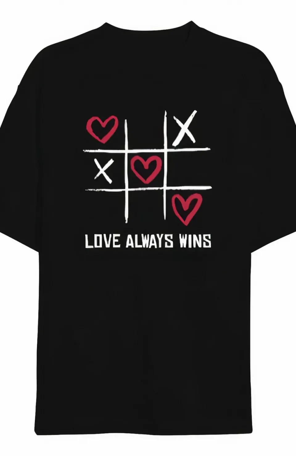 Sevgililer Günü İçin Özel Tasarım Love Always Wıns Baskılı T-shirt - Siyah