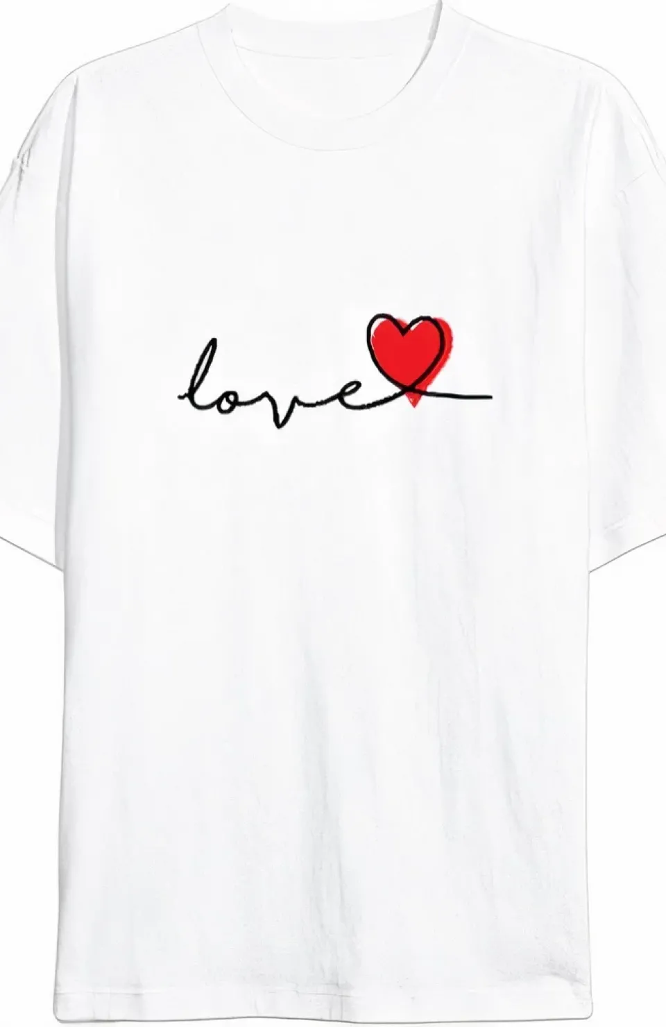 Sevgililer Günü İçin Özel Tasarım Love Baskılı T-shirt - Beyaz