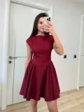 Sırt dekolteli Çan Detaylı Mini Elbise - Bordo