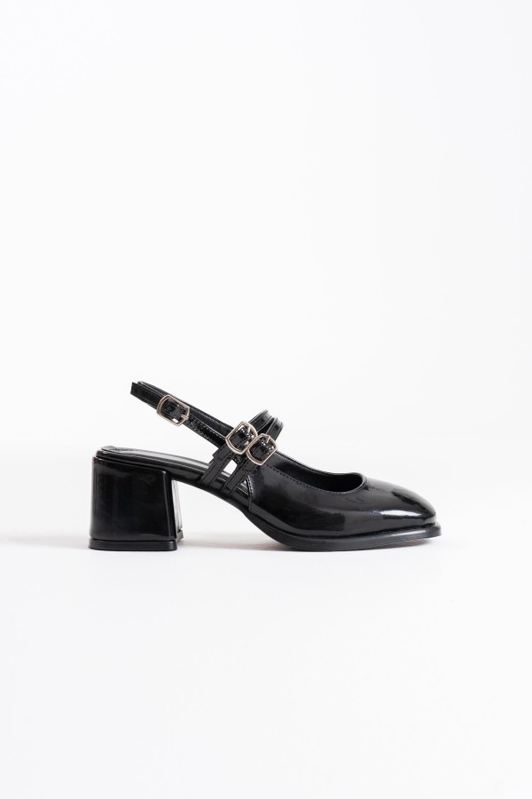 Siyah Rugan Kadın Topuklu Ayakkabı TR02MS03A