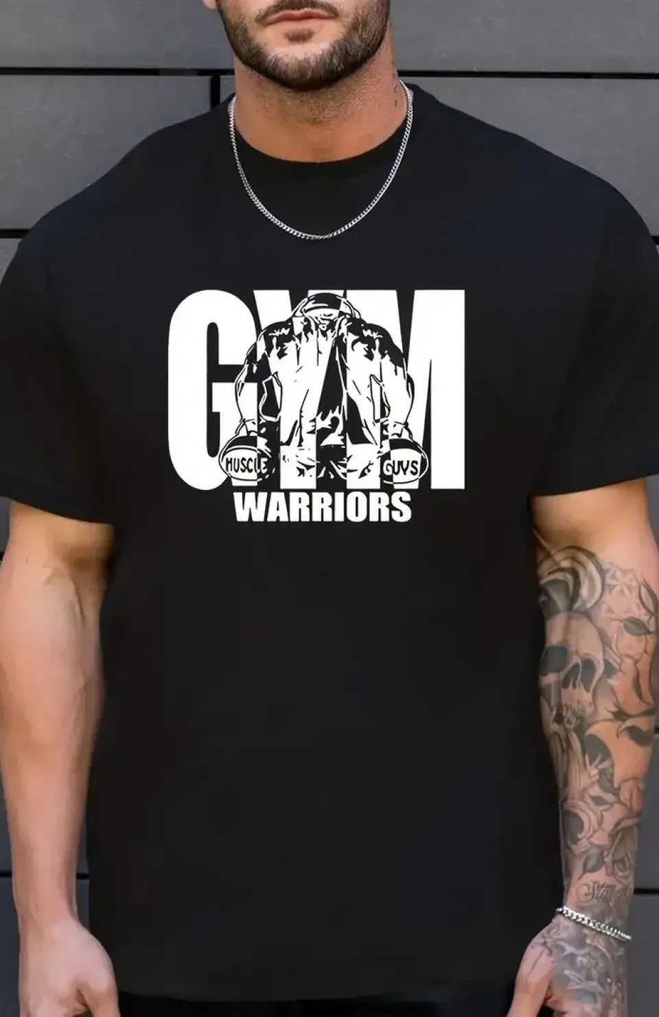 Sporda Günlük Hayata Giyilebilir GYM Baskılı Oversize Bisiklet Yaka Erkek T-shirt - Siyah