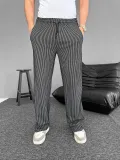 Su Yolu Çizgili Cepli Pantalon - Siyah