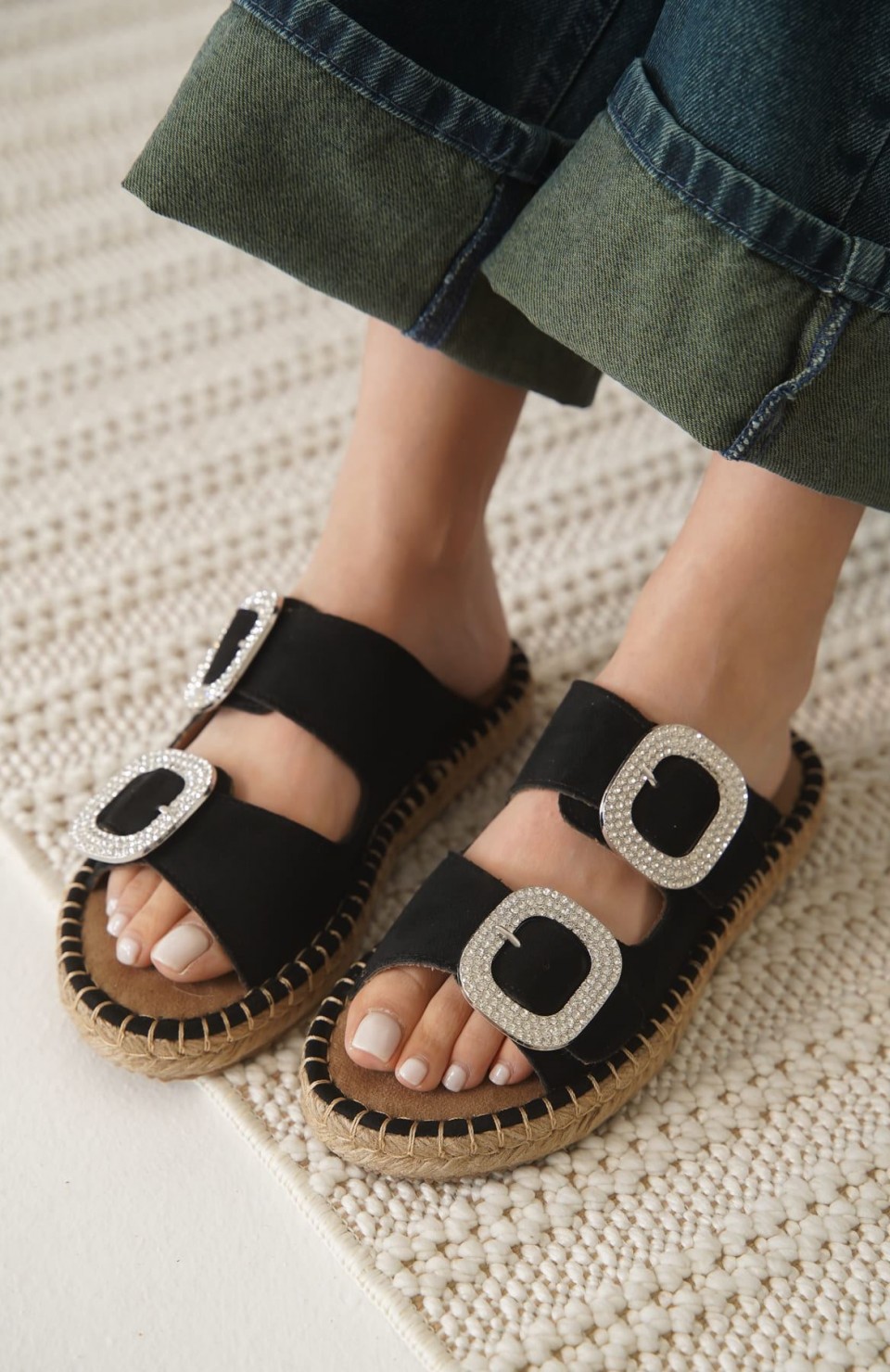 Süet Siyah Taşlı Kadın Terlik TR35MY05A Somersan Giyim | Kadın, Erkek ve Çocuk Moda