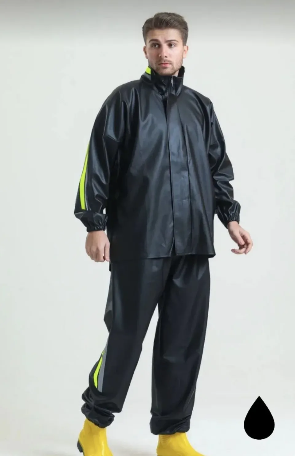 Tam Kalıp Motorcu Kurye Su Gecirmez Yağmurluk Takım - Siyah Somersan Giyim | Kadın, Erkek ve Çocuk Moda