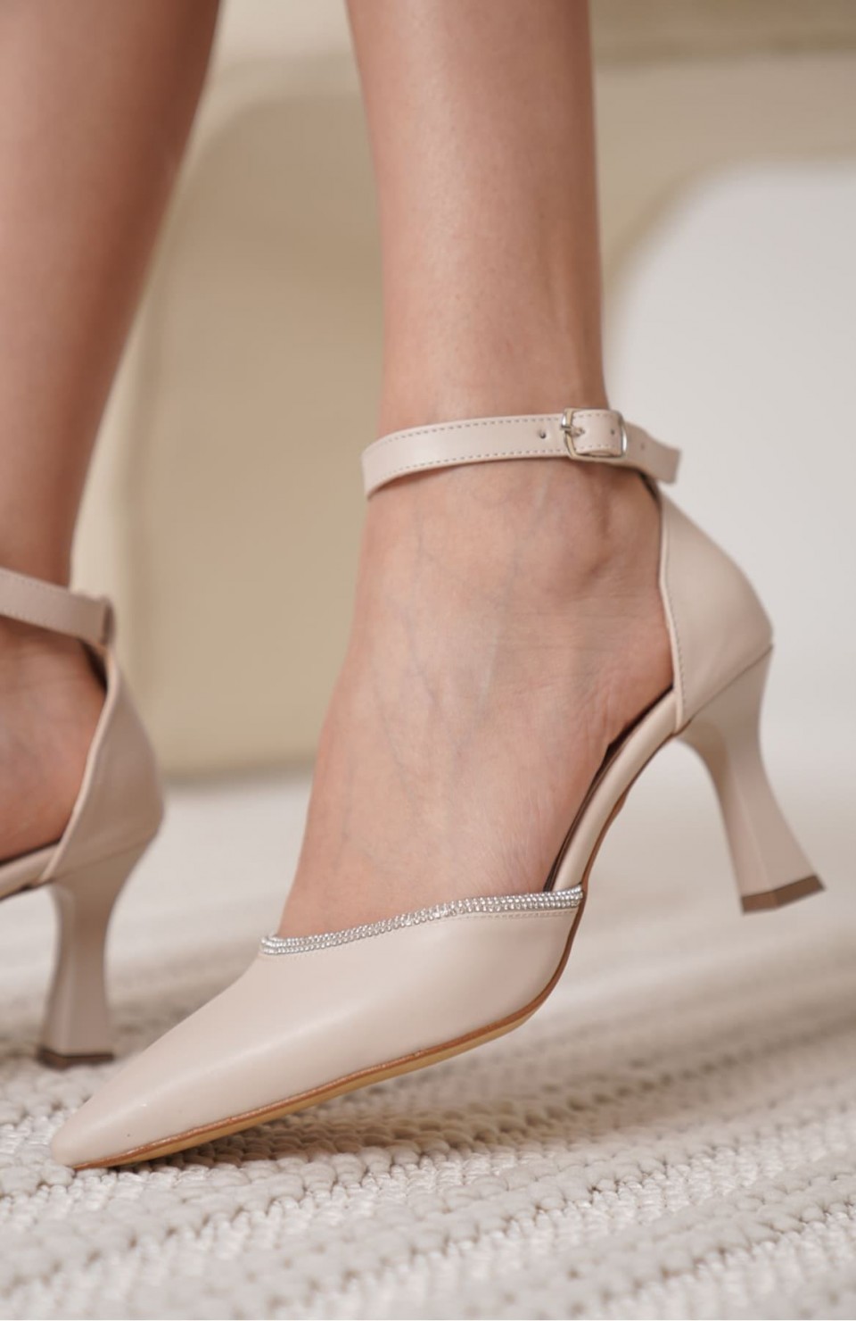 Taşlı Kadın Bej Topuklu Ayakkabı TR12MS02C Somersan Giyim | Kadın, Erkek ve Çocuk Moda