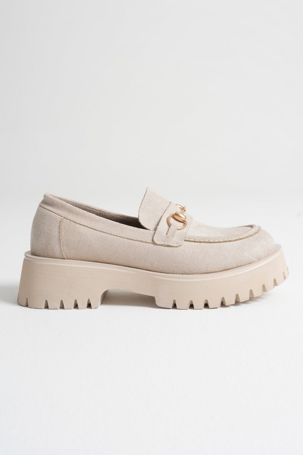 Toka Detaylı Bej Süet Günlük Loafer Ayakkabı TR10MS04D