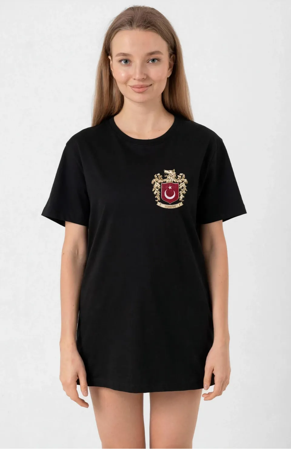 Türk Arma Baskı T-shirt - Siyah Somersan Giyim | Kadın, Erkek ve Çocuk Moda