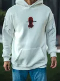 Üç İplik Kapüşonlu Baskılı Oversize SweatShirt- Beyaz Somersan Giyim | Kadın, Erkek ve Çocuk Moda