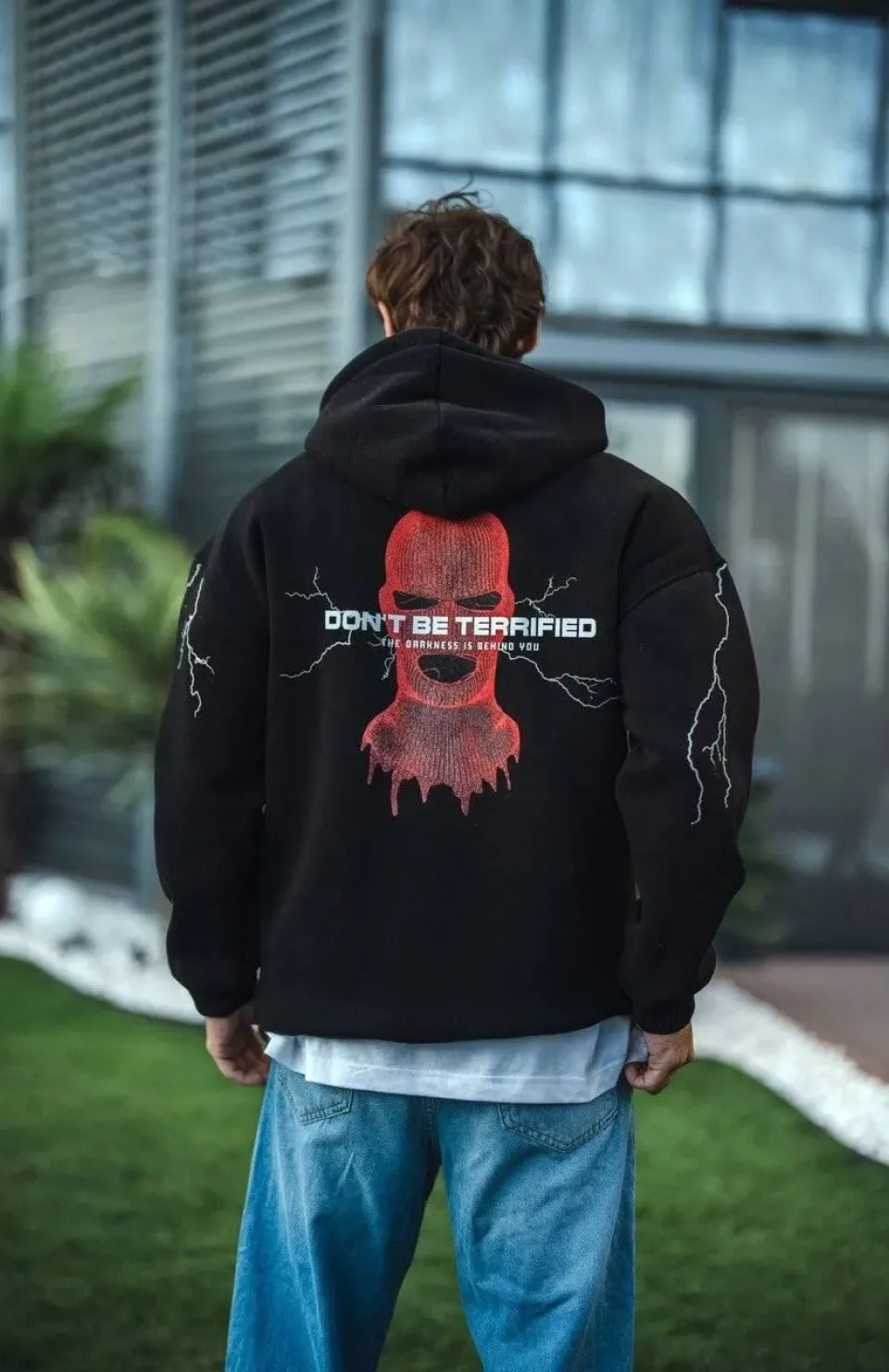 Üç İplik Kapüşonlu Baskılı Oversize SweatShirt- Siyah Somersan Giyim | Kadın, Erkek ve Çocuk Moda