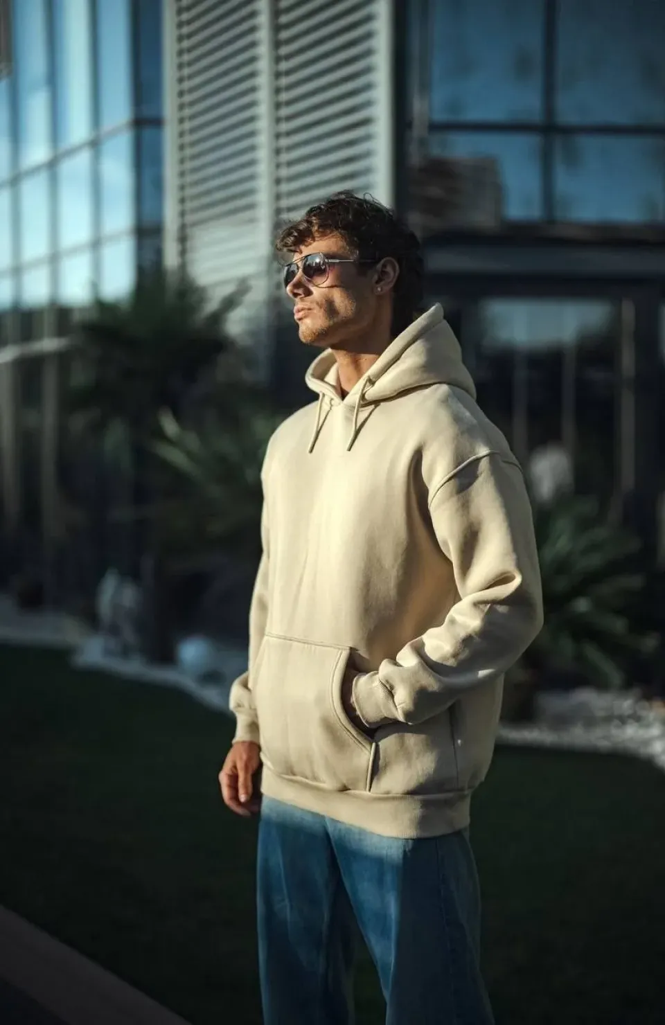 Üç İplik Penye Kapşonlu Basic SweatShirt - Bej Somersan Giyim | Kadın, Erkek ve Çocuk Moda