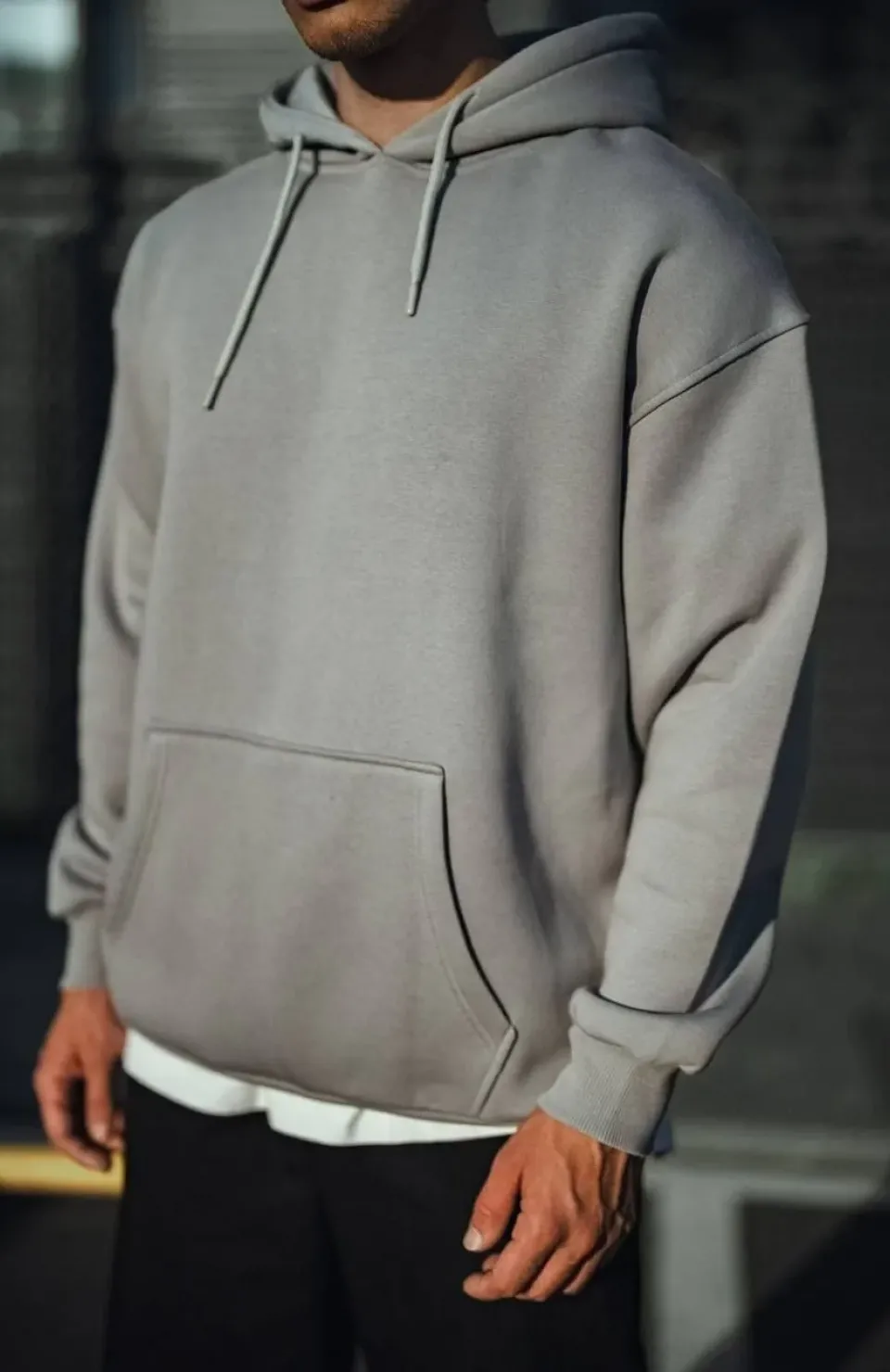 Üç İplik Penye Kapşonlu Basic SweatShirt - Boyalı Gri Somersan Giyim | Kadın, Erkek ve Çocuk Moda