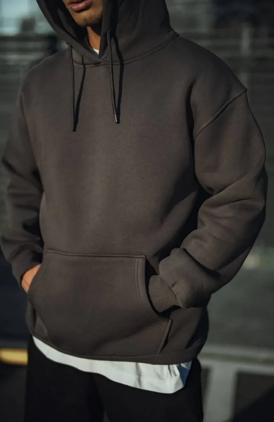 Üç İplik Penye Kapşonlu Basic SweatShirt - Füme Somersan Giyim | Kadın, Erkek ve Çocuk Moda