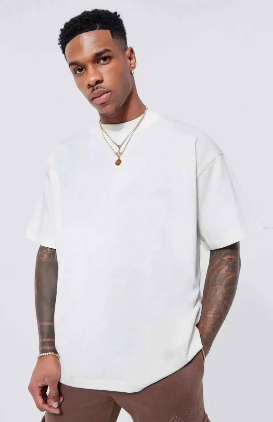 Unisex Basic Bisiklet Yaka Oversize T-Shirt - Beyaz