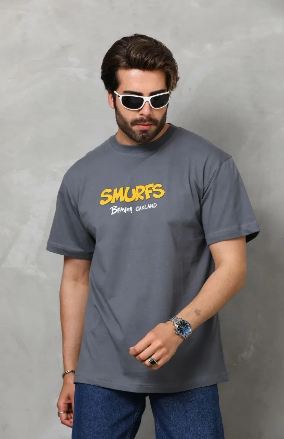 Unisex Basic Bisiklet Yaka Oversize T-Shirt - Füme Somersan Giyim | Kadın, Erkek ve Çocuk Moda