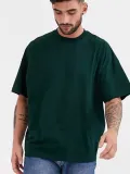 Unisex Basic Bisiklet Yaka Oversize T-Shirt - Haki