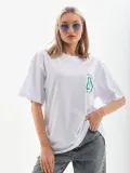 Unisex Baskılı Oversize T-Shirt - Beyaz