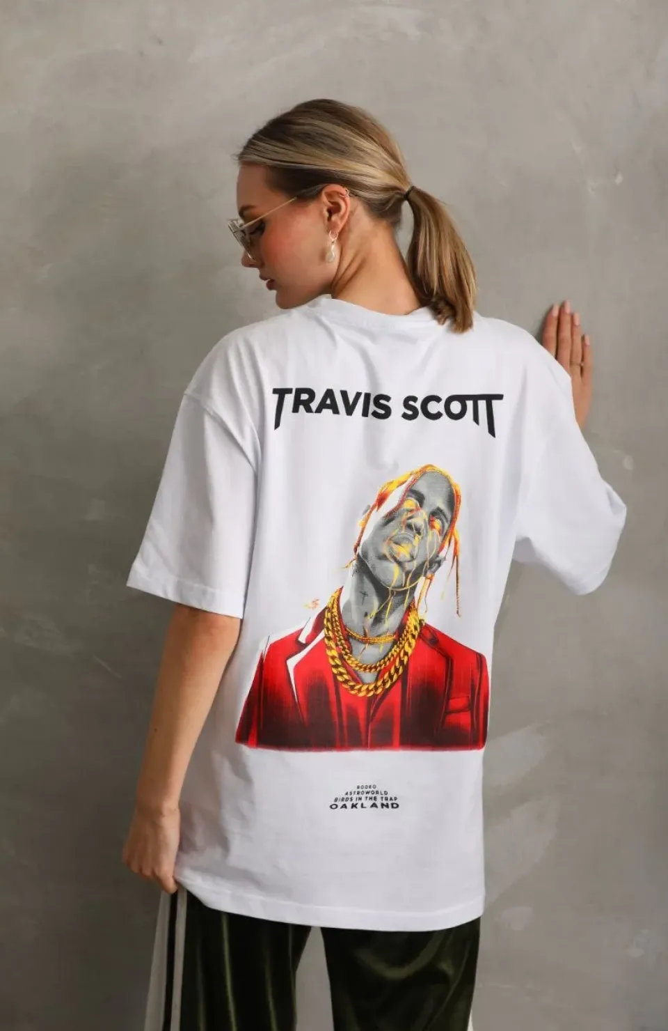 Unisex Baskılı Oversize T-Shirt - Beyaz