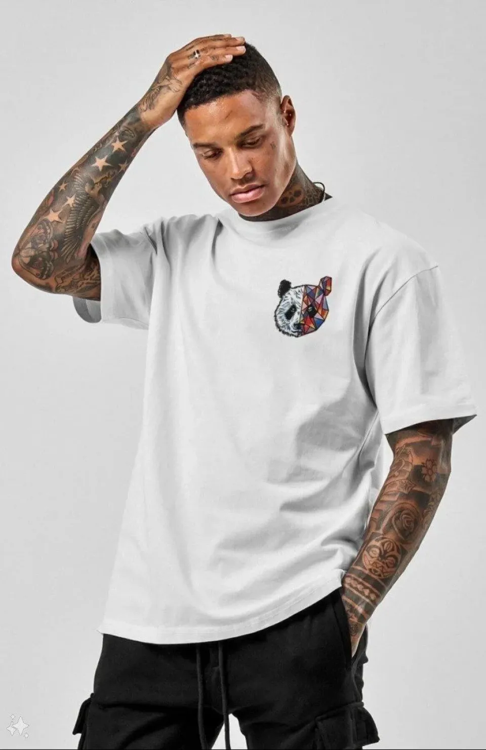 Unisex Baskılı Oversize T-Shirt - Beyaz