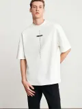 Unisex Baskılı Oversize T-Shirt - Beyaz