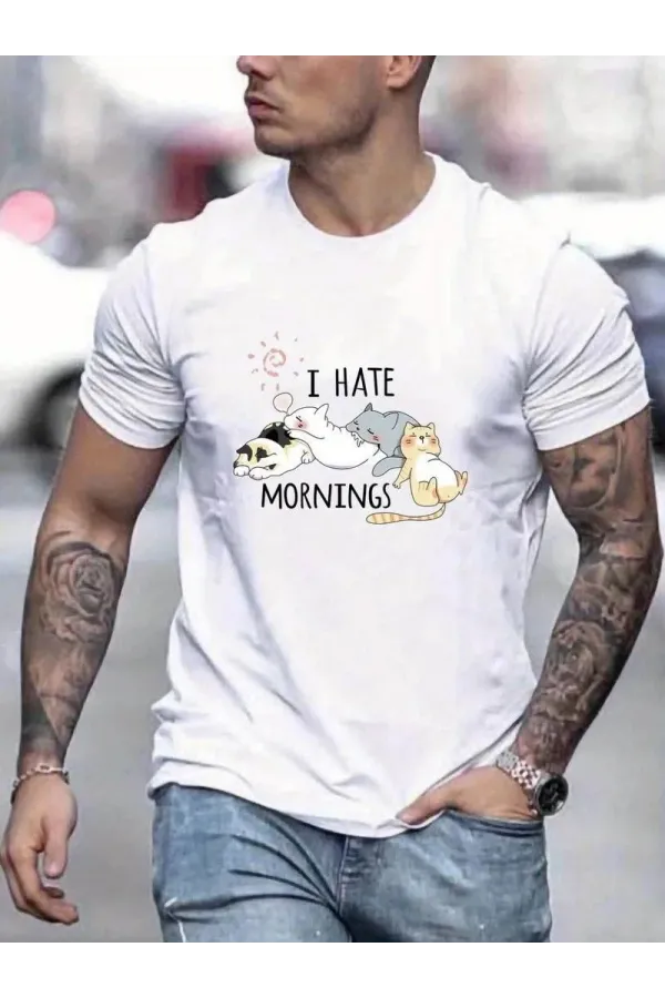 Unisex Baskılı Oversize T-Shirt - Beyaz