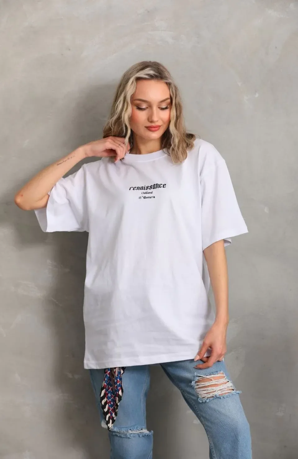 Unisex Baskılı Oversize T-Shirt - Beyaz Somersan Giyim | Kadın, Erkek ve Çocuk Moda