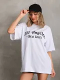 Unisex Baskılı Oversize T-Shirt - Beyaz Somersan Giyim | Kadın, Erkek ve Çocuk Moda